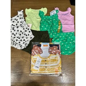 Carter's Cat & Jack Baby Girl Clothes Bundle 12M Romper Top Bottom Set NWT